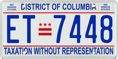 DC license plate ET7448
