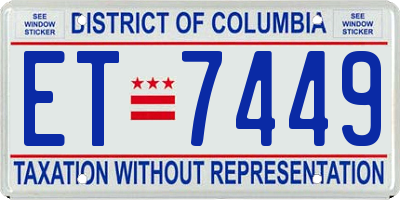 DC license plate ET7449