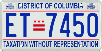 DC license plate ET7450