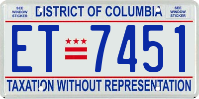 DC license plate ET7451