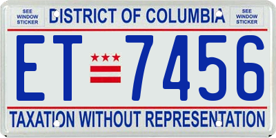 DC license plate ET7456
