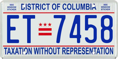 DC license plate ET7458