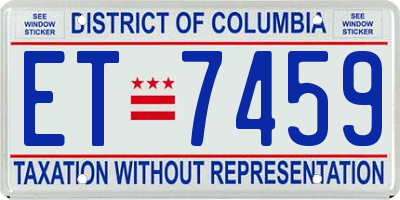 DC license plate ET7459