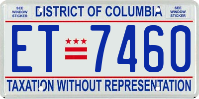 DC license plate ET7460