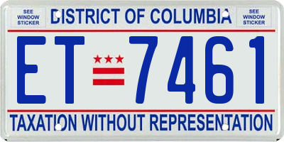 DC license plate ET7461