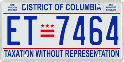 DC license plate ET7464