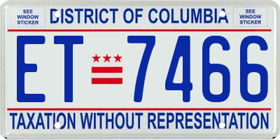 DC license plate ET7466