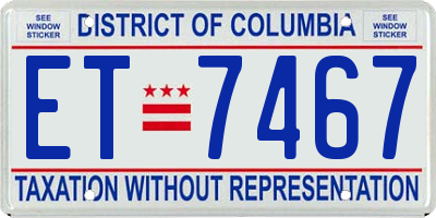 DC license plate ET7467