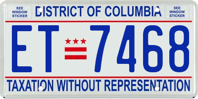 DC license plate ET7468