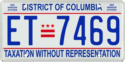 DC license plate ET7469
