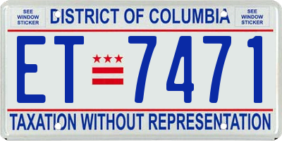 DC license plate ET7471
