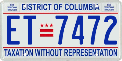 DC license plate ET7472