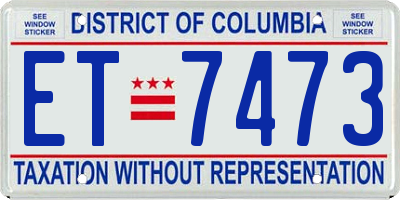 DC license plate ET7473