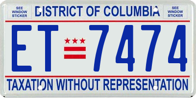 DC license plate ET7474