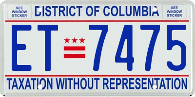 DC license plate ET7475