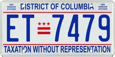 DC license plate ET7479