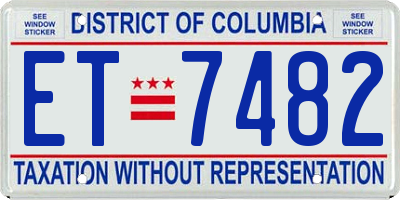 DC license plate ET7482