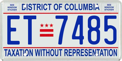 DC license plate ET7485