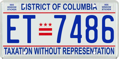 DC license plate ET7486