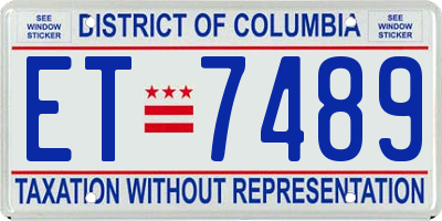DC license plate ET7489