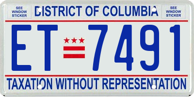 DC license plate ET7491