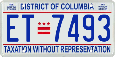 DC license plate ET7493