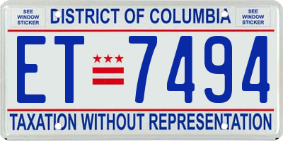 DC license plate ET7494