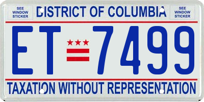 DC license plate ET7499