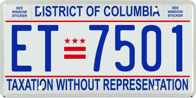 DC license plate ET7501