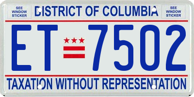 DC license plate ET7502