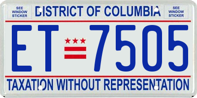 DC license plate ET7505