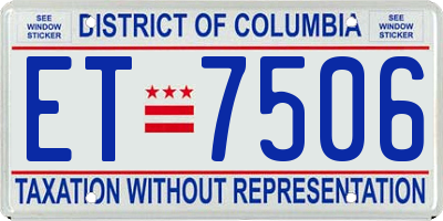 DC license plate ET7506