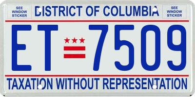 DC license plate ET7509