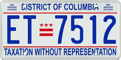 DC license plate ET7512