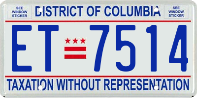DC license plate ET7514