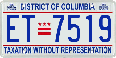 DC license plate ET7519