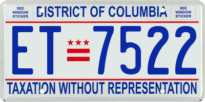 DC license plate ET7522