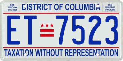 DC license plate ET7523