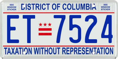 DC license plate ET7524