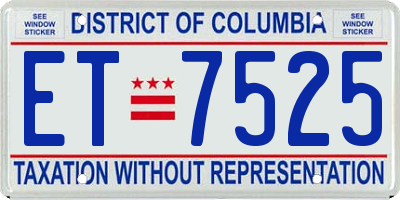 DC license plate ET7525