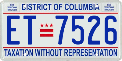 DC license plate ET7526