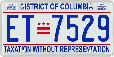 DC license plate ET7529