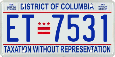 DC license plate ET7531