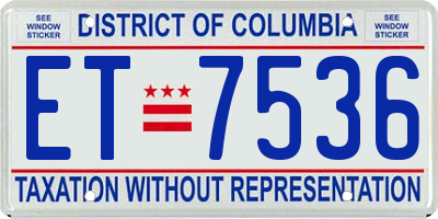 DC license plate ET7536