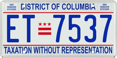 DC license plate ET7537