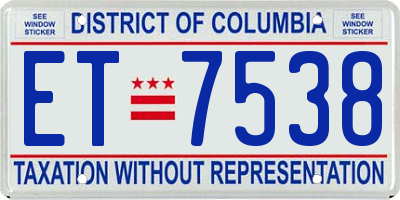 DC license plate ET7538