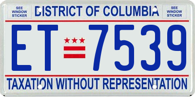 DC license plate ET7539