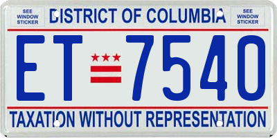 DC license plate ET7540
