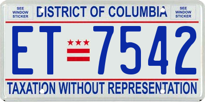 DC license plate ET7542