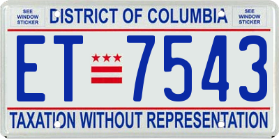 DC license plate ET7543